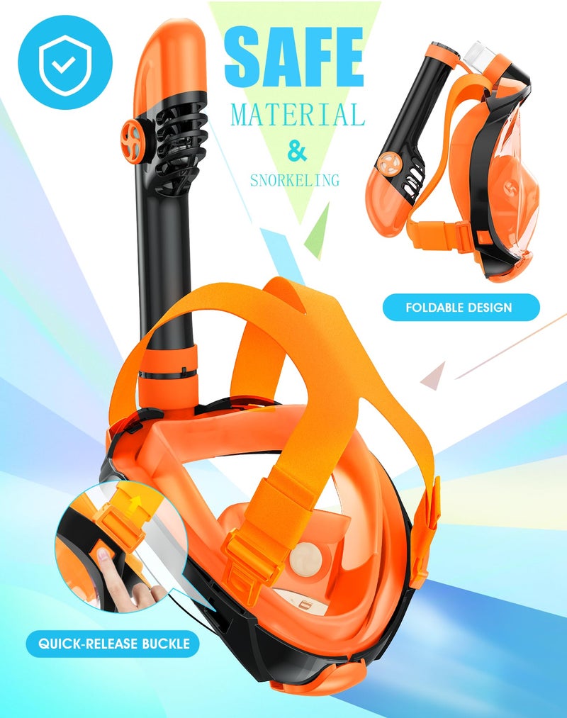 Greatever G2 Full Face Snorkel Mask with Latest Dry Top System,Foldable 180 Degree Panoramic View Snorkeling Mask with Camera Mount,Safe Breathing,Anti-Leak&Anti-Fog - Image 4
